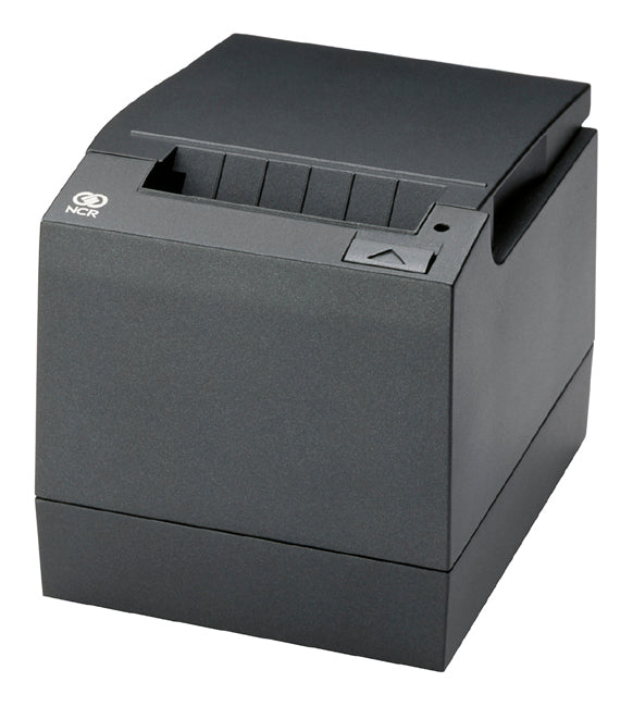 An image of the NCR 7197 Printer, which is black in color, showing the front view with the NCR logo, a paper exit slot, and a USB port.